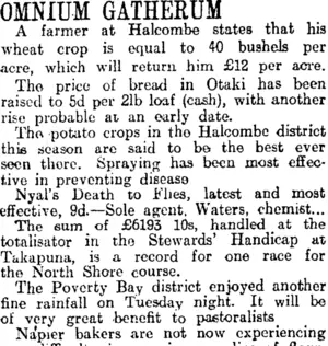 OMNIUM GATHERUM. (Otago Daily Times 8-2-1915)