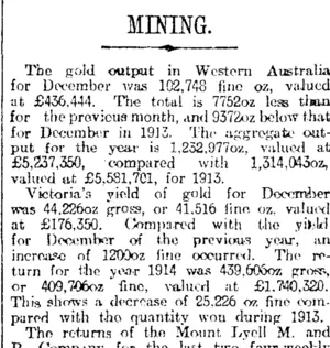 MINING. (Otago Daily Times 23-2-1915)