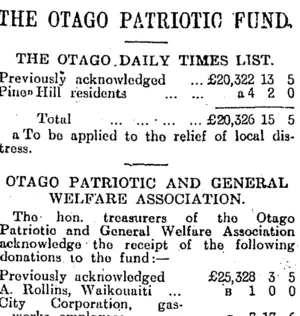 THE OTAGO PATRIOTIC FUND. (Otago Daily Times 2-3-1915)