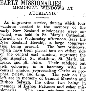 EARLY MISSIONARIES (Otago Daily Times 23-3-1915)
