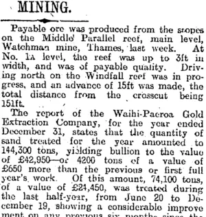 MINING. (Otago Daily Times 30-3-1915)
