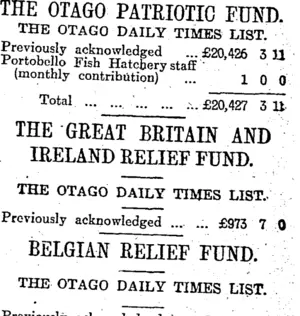 THE OTAGO PATRIOTIC FUND. (Otago Daily Times 9-4-1915)