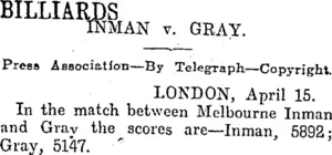 BILLIARDS (Otago Daily Times 17-4-1915)
