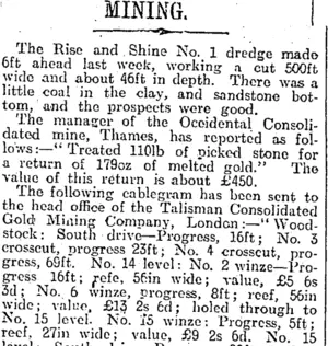 MINING. (Otago Daily Times 29-4-1915)