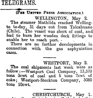 TELEGRAMS. (Otago Daily Times 3-5-1915)