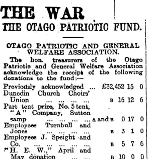 THE WAR (Otago Daily Times 19-5-1915)