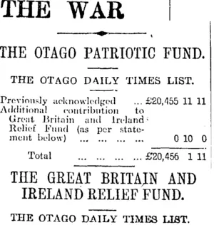 THE WAR (Otago Daily Times 10-5-1915)