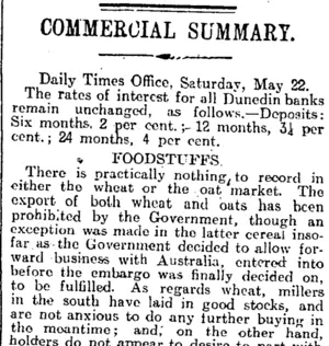 COMMERCIAL SUMMARY. (Otago Daily Times 24-5-1915)