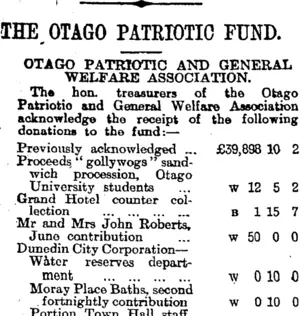 THE OTAGO PATRIOTIC FUND. (Otago Daily Times 17-6-1915)