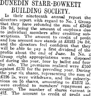 DUNEDIN STARR-BOWKETT BUILDING SOCIETY. (Otago Daily Times 10-6-1915)