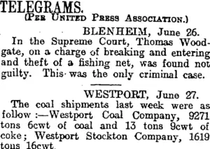 TELEGRAMS. (Otago Daily Times 28-6-1915)