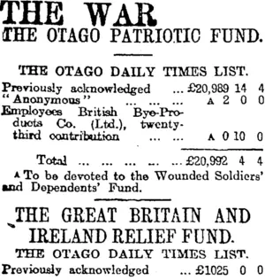 THE WAR (Otago Daily Times 9-7-1915)