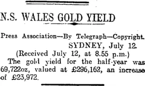 N.S. WALES GOLD YIELD (Otago Daily Times 13-7-1915)