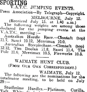 SPORTING (Otago Daily Times 13-7-1915)