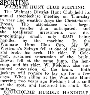 SPORTING. (Otago Daily Times 3-8-1915)