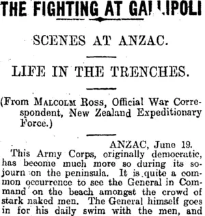 THE FIGHTING AT GALLIPOLI (Otago Daily Times 4-9-1915)