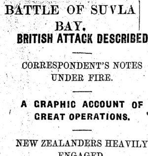 BATTLE OF SUVLA BAY. (Otago Daily Times 3-9-1915)