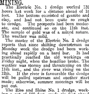 MINING. (Otago Daily Times 16-9-1915)