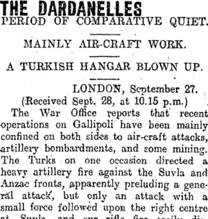 THE DARDANELLES (Otago Daily Times 29-9-1915)