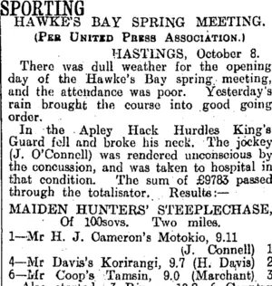SPORTING (Otago Daily Times 9-10-1915)