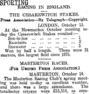 SPORTING (Otago Daily Times 15-10-1915)