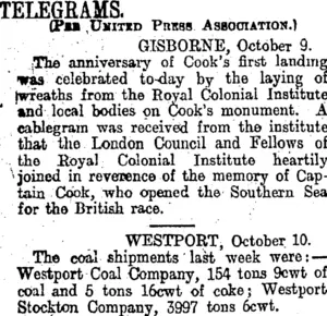 TELEGRAMS. (Otago Daily Times 11-10-1915)