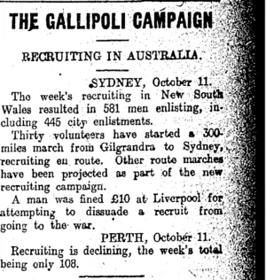 THE GALLIPOLI CAMPAIGN (Otago Daily Times 12-10-1915)