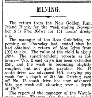 MINING. (Otago Daily Times 9-11-1915)