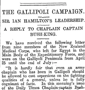 THE GALLIPOLI CAMPAIGN. (Otago Daily Times 20-11-1915)
