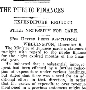 THE PUBLIC FINANCES (Otago Daily Times 7-12-1915)