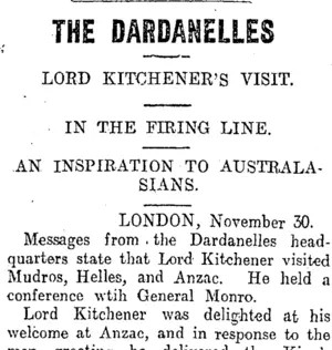 THE DARDANELLES (Otago Daily Times 2-12-1915)