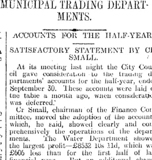 MUNICIPAL TRADING DEPARTMENTS. (Otago Daily Times 2-12-1915)