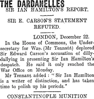 THE DARDANELLES (Otago Daily Times 24-12-1915)