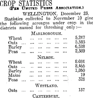 CROP STATISTICS (Otago Daily Times 24-12-1915)