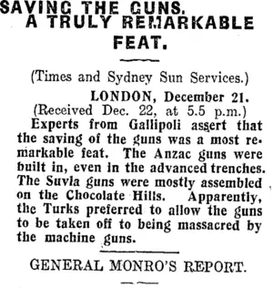 SAVING THE GUNS. (Otago Daily Times 23-12-1915)