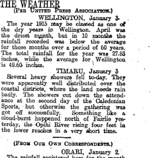 THE WEATHER. (Otago Daily Times 4-1-1916)