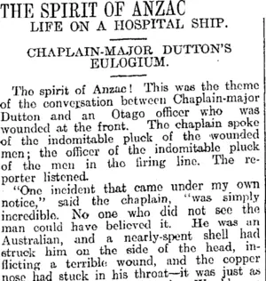 THE SPIRIT OF ANZAC (Otago Daily Times 7-1-1916)