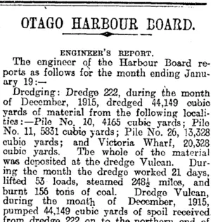 OTAGO HARBOUR BOARD. (Otago Daily Times 26-1-1916)