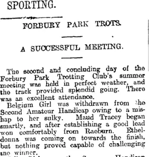 SPORTING. (Otago Daily Times 31-1-1916)