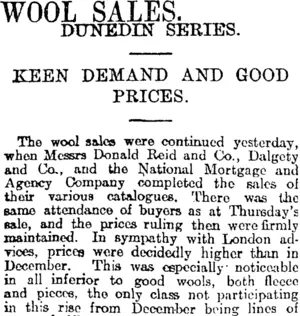 WOOL SALES. (Otago Daily Times 5-2-1916)