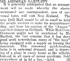 MR ASHMEAD BARTLETT. (Otago Daily Times 25-2-1916)
