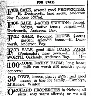 Page 10 Advertisements Column 1 (Otago Daily Times 11-3-1916)