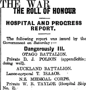 THE WAR (Otago Daily Times 13-3-1916)