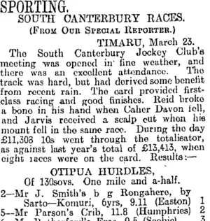 SPORTING. (Otago Daily Times 24-3-1916)