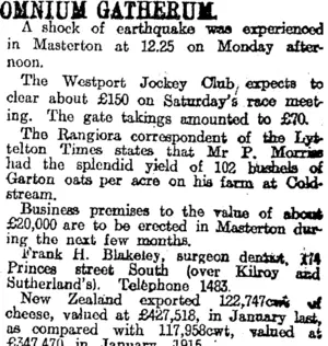 OMNIUM GATHERUM. (Otago Daily Times 25-3-1916)