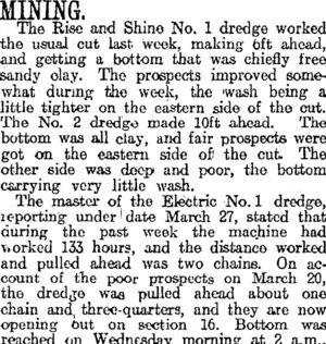 MINING. (Otago Daily Times 30-3-1916)