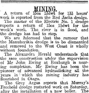 MINING. (Otago Daily Times 15-4-1916)