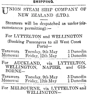 Page 1 Advertisements Column 2 (Otago Daily Times 9-5-1916)