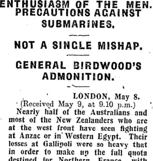 ENTHUSIASM OF THE MEN. (Otago Daily Times 10-5-1916)