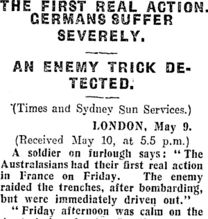 THE FIRST REAL ACTION. (Otago Daily Times 11-5-1916)